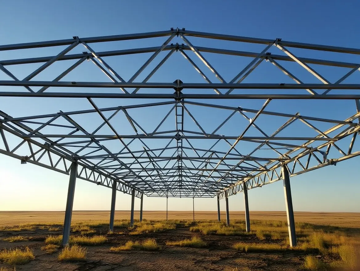 Процесс сборки каркаса металлоконструкций